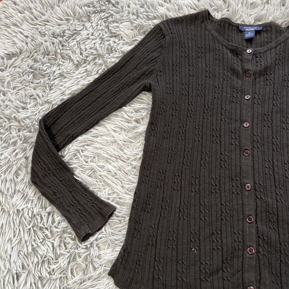 Westbound Women’s Cable Knit Cotton Silk Blend Cardigan Sweater Sz Medium Black - Picture 5 of 10